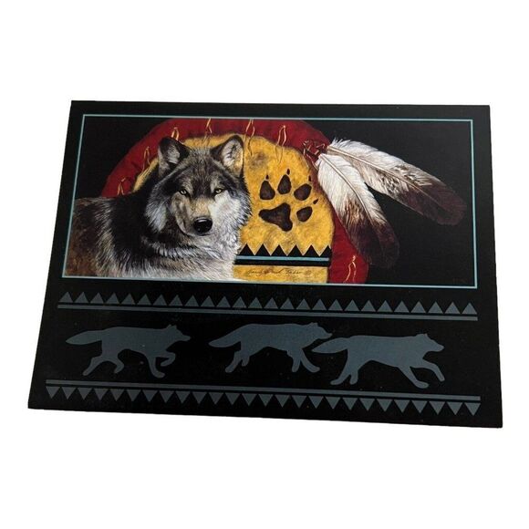 Vtg Wolf Set Of 3 Cards Postcards Colorful Frameable Native American Southwest - Picture 1 of 12